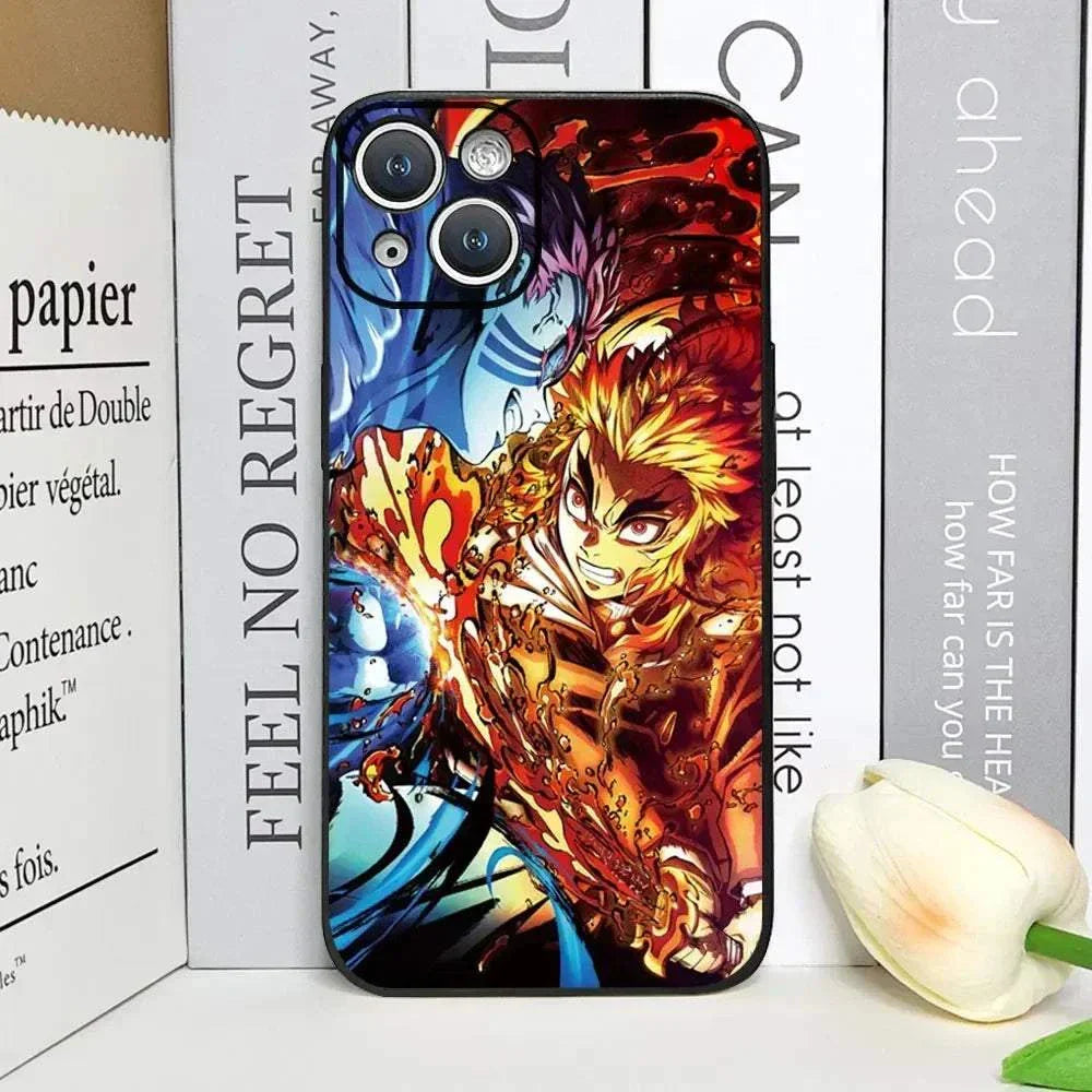 Demon Slayer Anime Phone Case For iPhones With Black Back Cover
