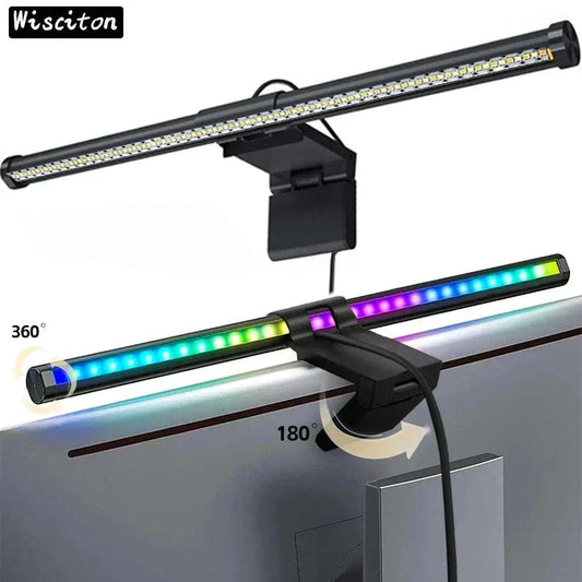 44cm LED monitor light bar with RGB and non-RGB options, adjustable with touch control and magnetic mount for computer screens.