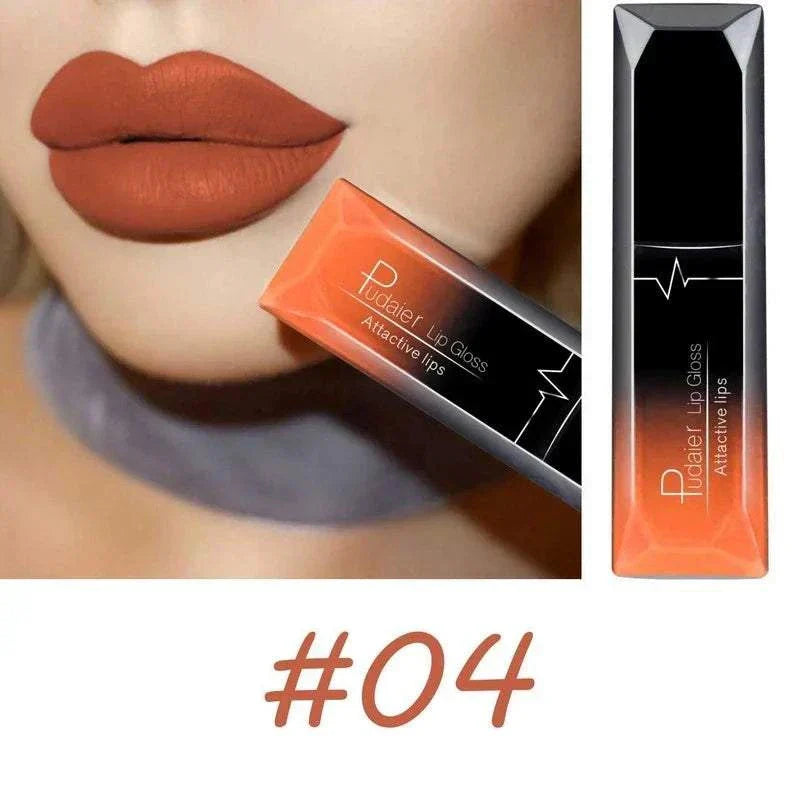 Matte long-lasting lipstick in shade 04 from TOP-RATED TikTokMadeMeBuyIt collection with vibrant orange-black packaging.
