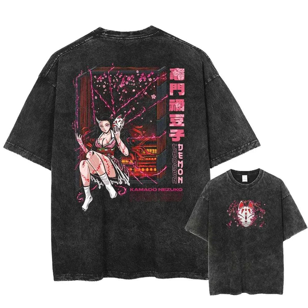 Demon Slayer Uzui Tengen Anime Vintage Washed Cotton T Shirt #Trending