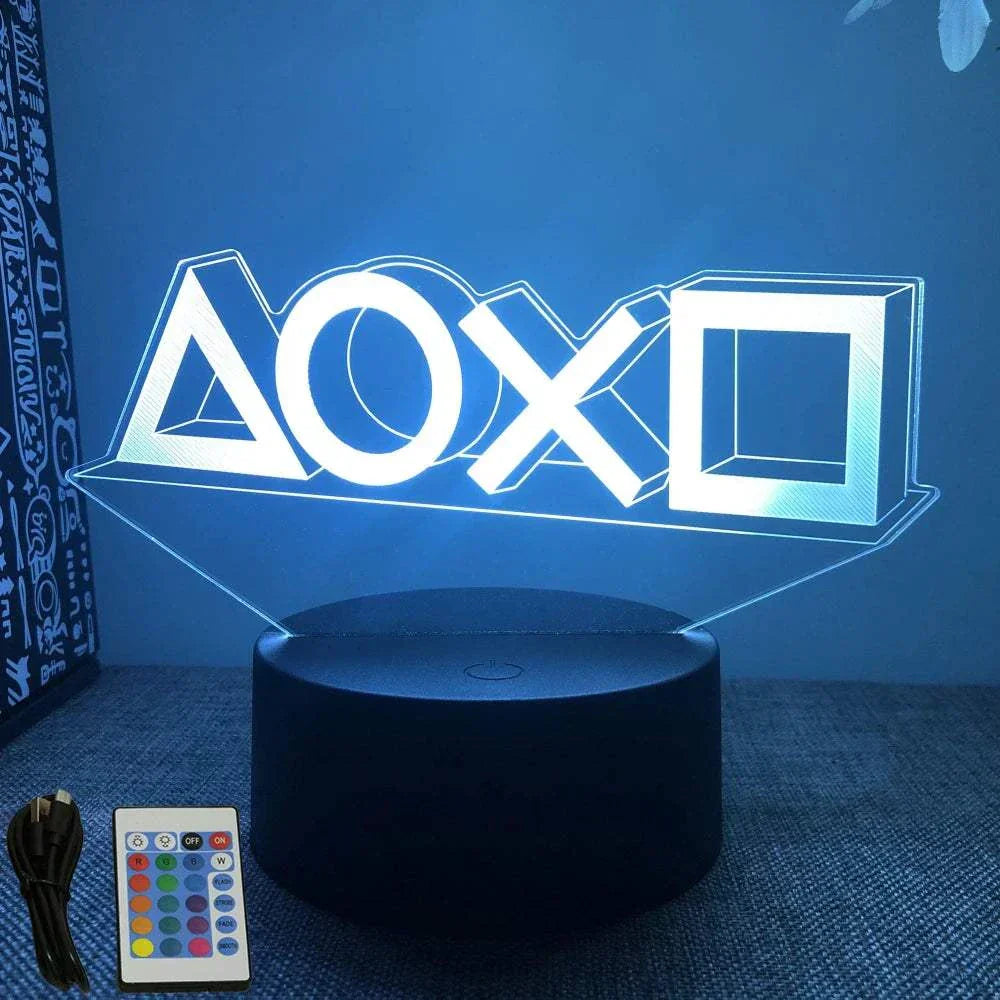 Very bright neon gaming sign 3D LED lamp with remote control and multiple color options on black base