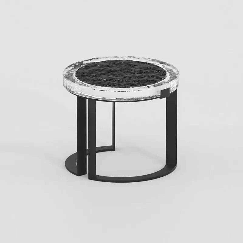 High quality round outdoor garden table with solar powered waterproof LED lights and iron acrylic design
