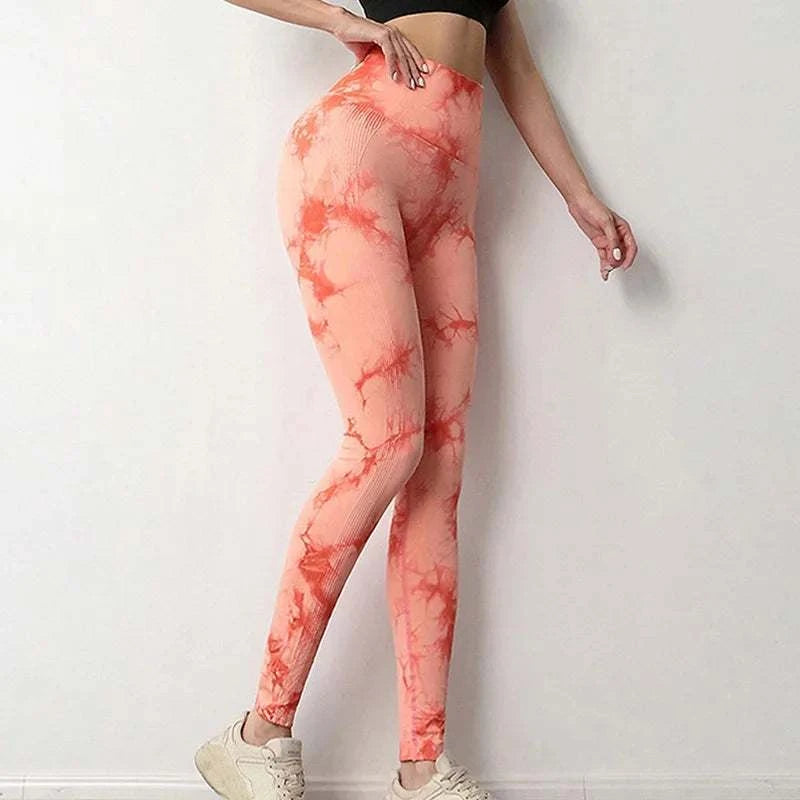 Women Tie dye Gym Leggings Seamless Push Up Booty Yoga Pants