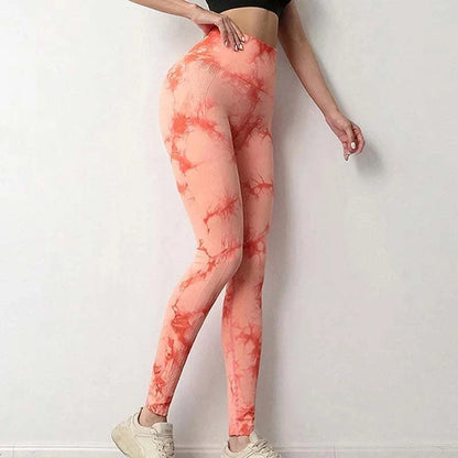 Women Tie dye Gym Leggings Seamless Push Up Booty Yoga Pants