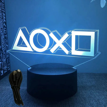 Very bright neon gaming sign with 3D LED lamp and multiple color options on wooden base