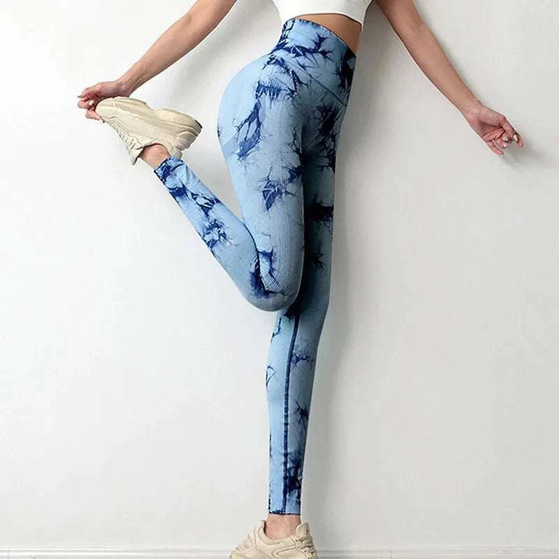 Women Tie dye Gym Leggings Seamless Push Up Booty Yoga Pants