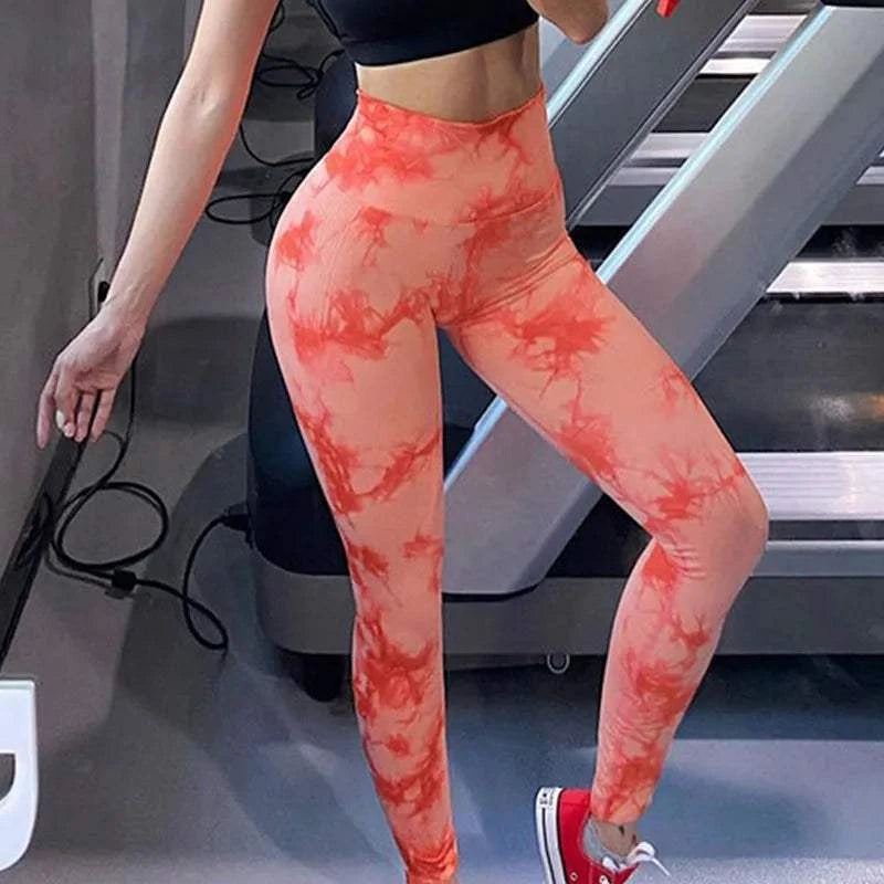 Women Tie dye Gym Leggings Seamless Push Up Booty Yoga Pants