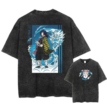 Demon Slayer Uzui Tengen Anime Vintage Washed Cotton T Shirt #Trending