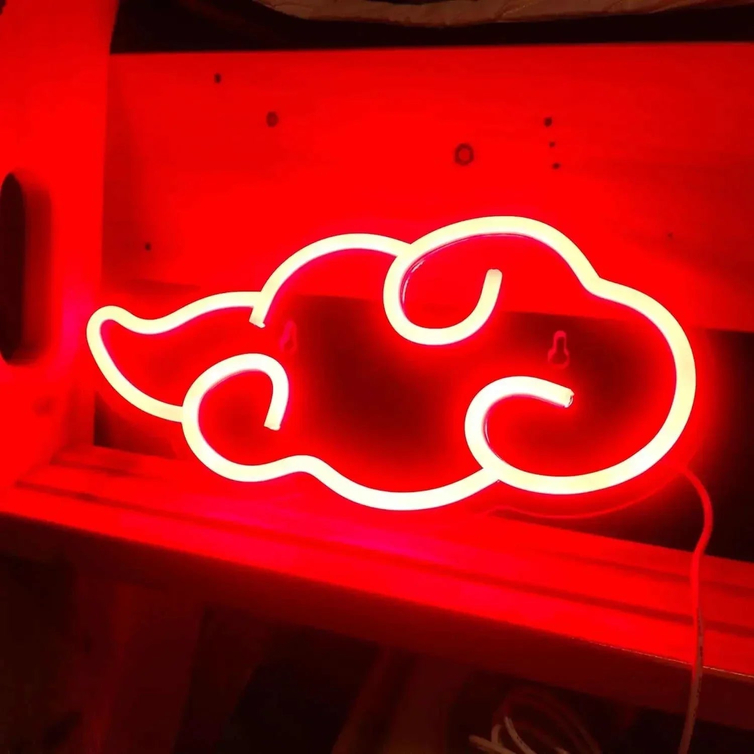 Akatsuki Cloud Neon LED sign glowing red for gaming room wall decor and night light