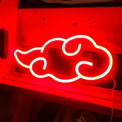 Akatsuki Cloud Neon LED sign glowing red for gaming room wall decor and night light