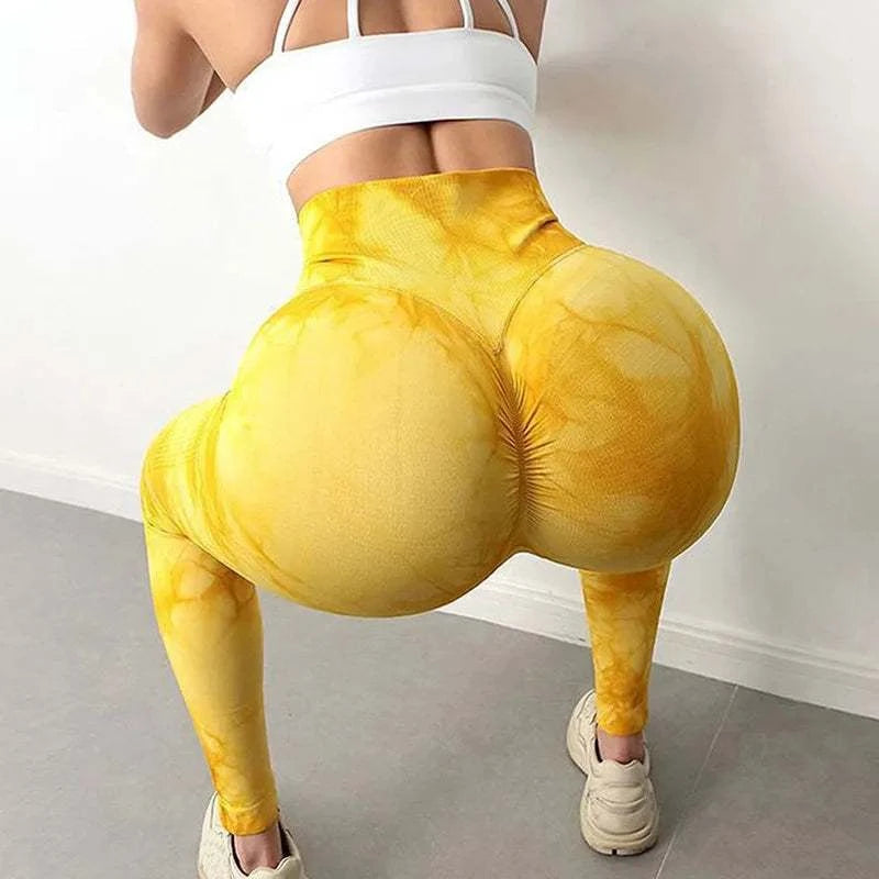 Women Tie dye Gym Leggings Seamless Push Up Booty Yoga Pants
