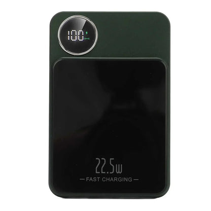 Massive 5000mAh wireless fast charging power bank with 23W USB-C output and digital power display