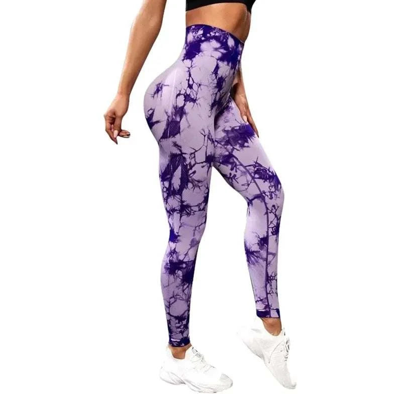 Women Tie dye Gym Leggings Seamless Push Up Booty Yoga Pants