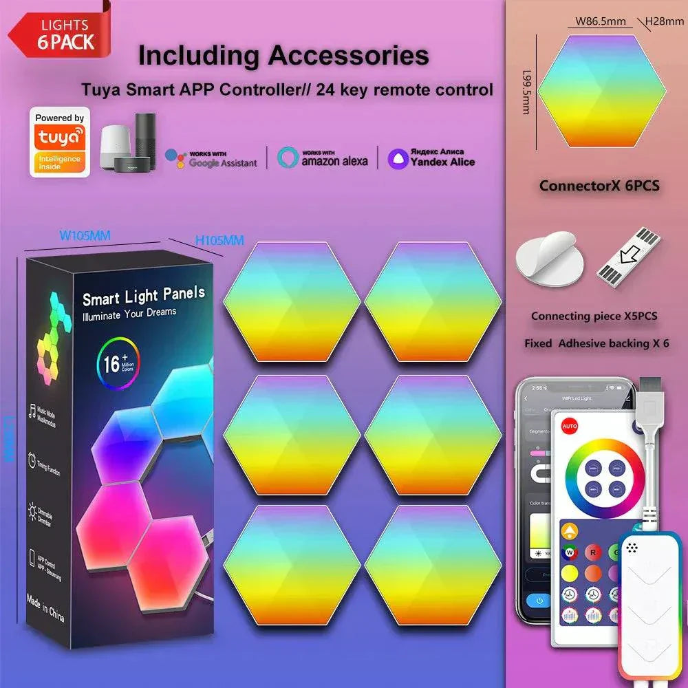 Streamer Gamer Hexagon LED buildable wall light with app, voice and remote control, six panels and smart home compatibility