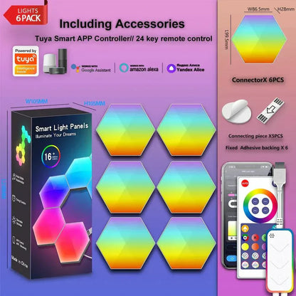 Streamer Gamer Hexagon LED buildable wall light with app, voice and remote control, six panels and smart home compatibility