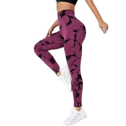 Women Tie dye Gym Leggings Seamless Push Up Booty Yoga Pants