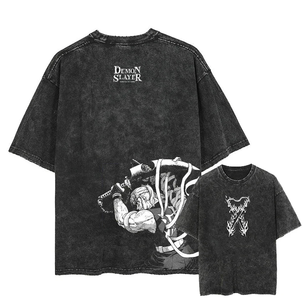 Demon Slayer Uzui Tengen Anime Vintage Washed Cotton T Shirt #Trending
