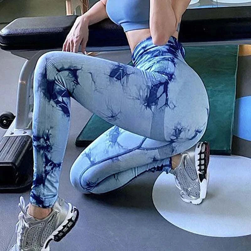 Women Tie dye Gym Leggings Seamless Push Up Booty Yoga Pants