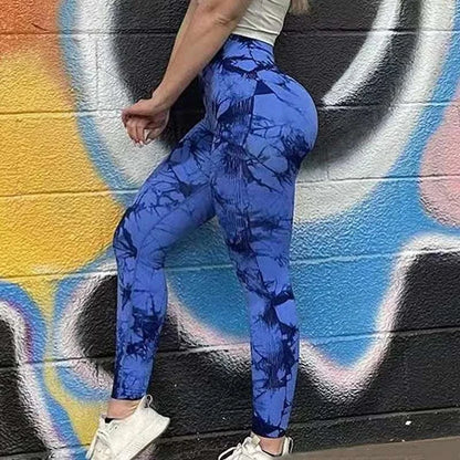 Women Tie dye Gym Leggings Seamless Push Up Booty Yoga Pants