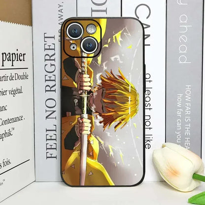 Demon Slayer Anime Phone Case For iPhones With Black Back Cover