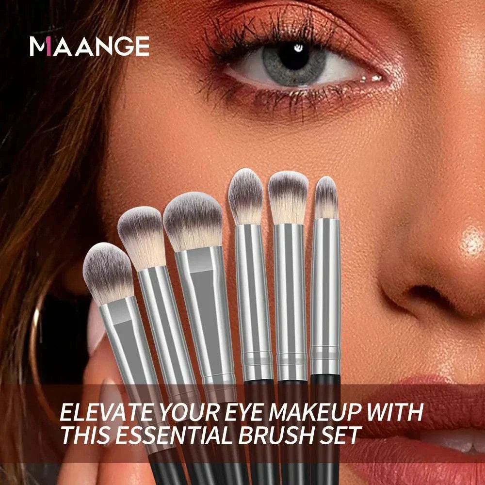 MAANGE 30pcs professional nylon makeup brush set with silver handles for eye makeup application and blending tools