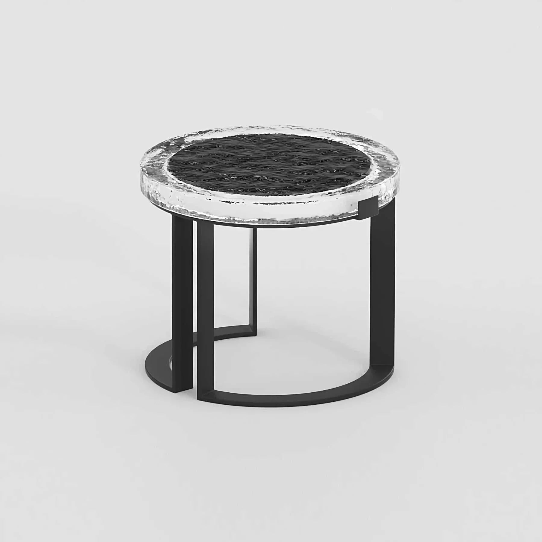 High quality outdoor garden table with solar-powered waterproof LED lights and modern iron and acrylic design
