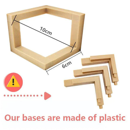 Plastic bases for Cosmic Moon LED Book Light stand measuring 10cm by 6cm with assembly parts.