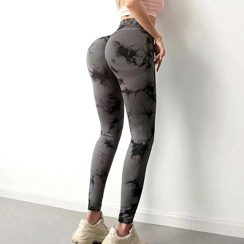 Women Tie dye Gym Leggings Seamless Push Up Booty Yoga Pants