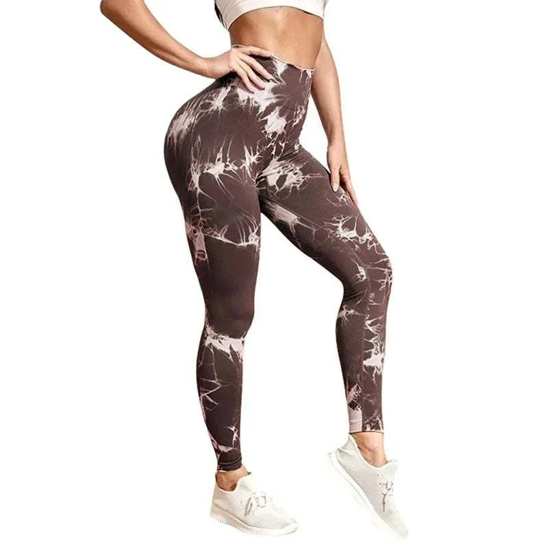 Women Tie dye Gym Leggings Seamless Push Up Booty Yoga Pants