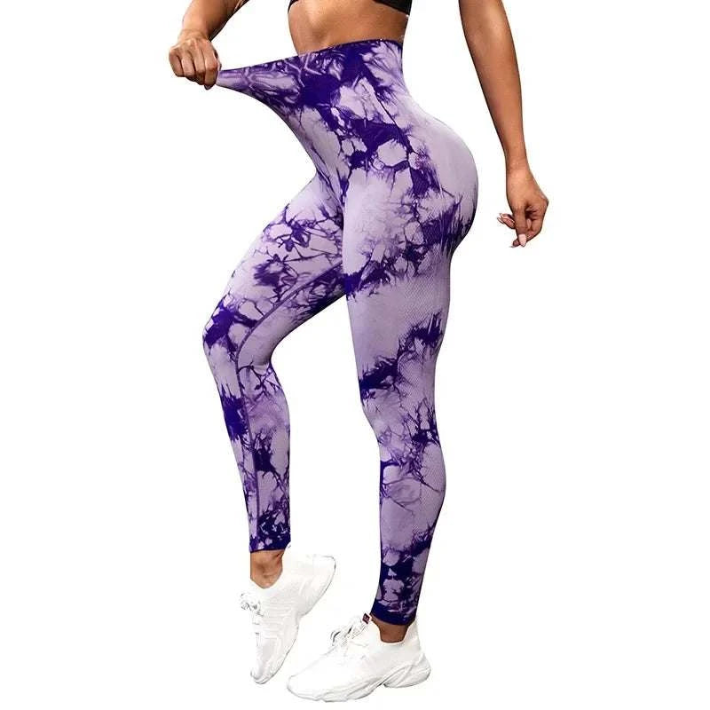 Women Tie dye Gym Leggings Seamless Push Up Booty Yoga Pants