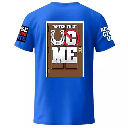 John Cena Farewell Tour 2025 Indianapolis blue cotton short sleeve T-shirt with wrestling graphic and motivational text