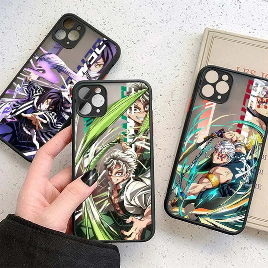 Demon Slayer Anime Phone Case For iPhone's 16 15 14 13 12 11 Mini Pro Max X XR 7 8 Plus With Matte Transparent Back Cover