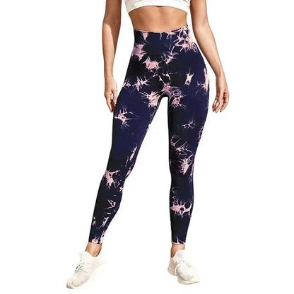 Women Tie dye Gym Leggings Seamless Push Up Booty Yoga Pants