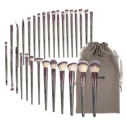 MAANGE 30pcs professional nylon makeup brush set with blending brushes and storage bag