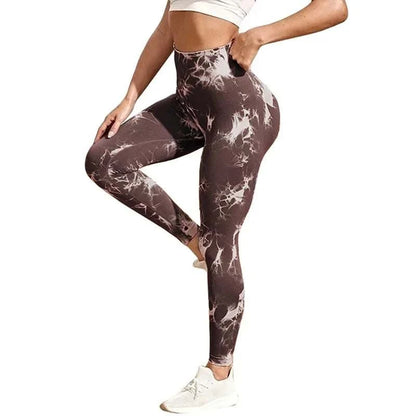 Women Tie dye Gym Leggings Seamless Push Up Booty Yoga Pants