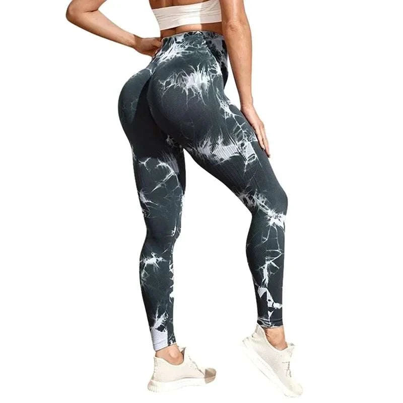 Women Tie dye Gym Leggings Seamless Push Up Booty Yoga Pants