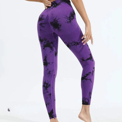 Women Tie dye Gym Leggings Seamless Push Up Booty Yoga Pants