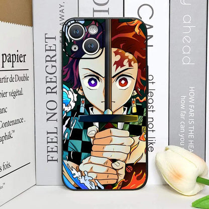 Demon Slayer Anime Phone Case For iPhones With Black Back Cover