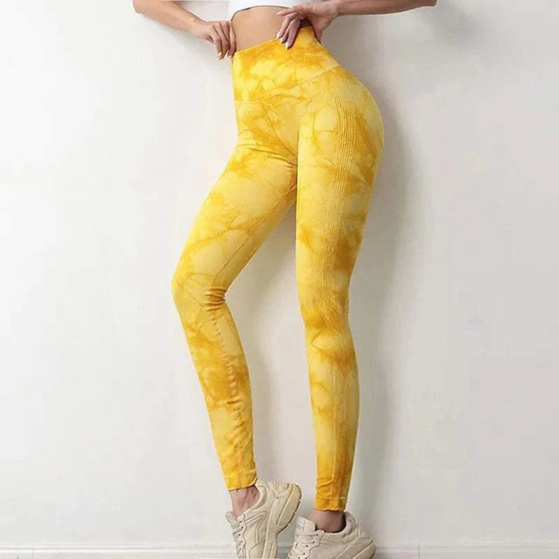 Women Tie dye Gym Leggings Seamless Push Up Booty Yoga Pants