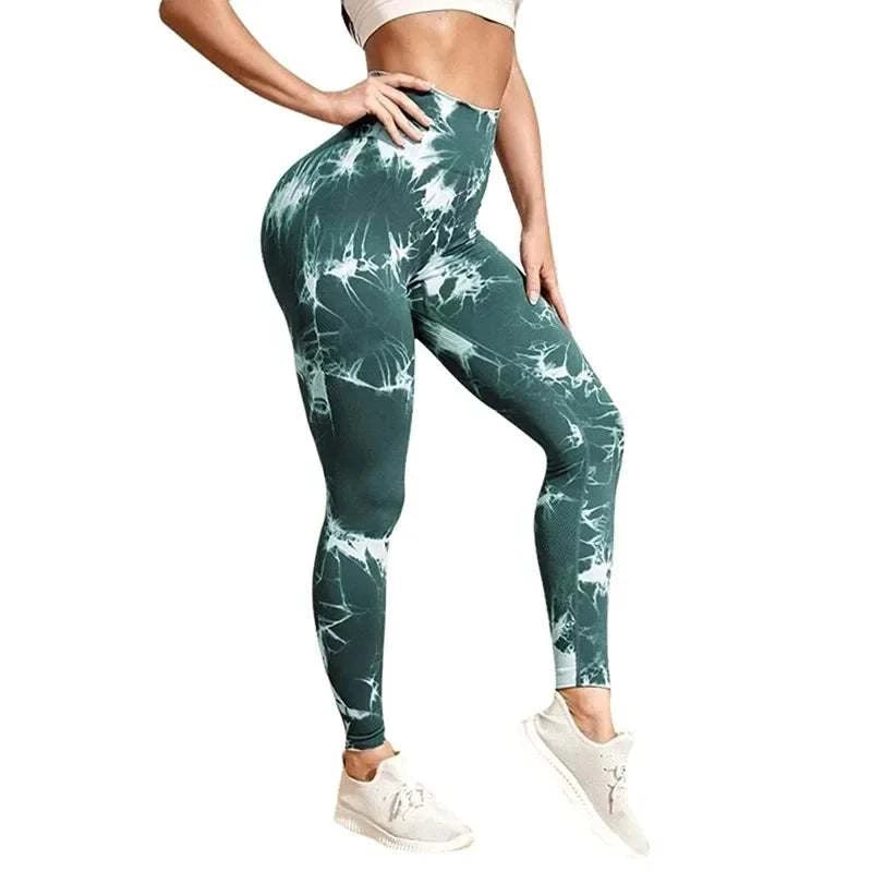 Women Tie dye Gym Leggings Seamless Push Up Booty Yoga Pants