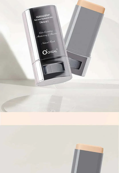 Ocheal Face Foundation contour stick concealer in sleek gray packaging with beige cream foundation stick exposed